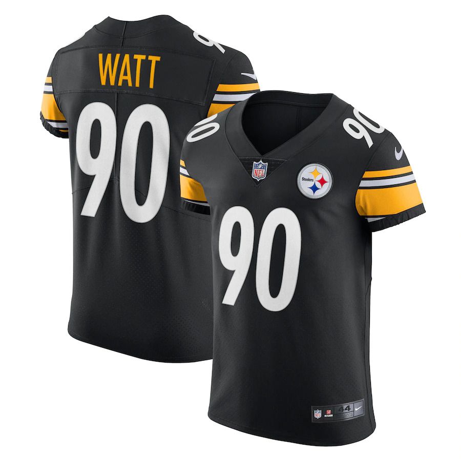 Men Pittsburgh Steelers 90 T.J. Watt Nike Black Vapor Elite Player NFL Jersey
